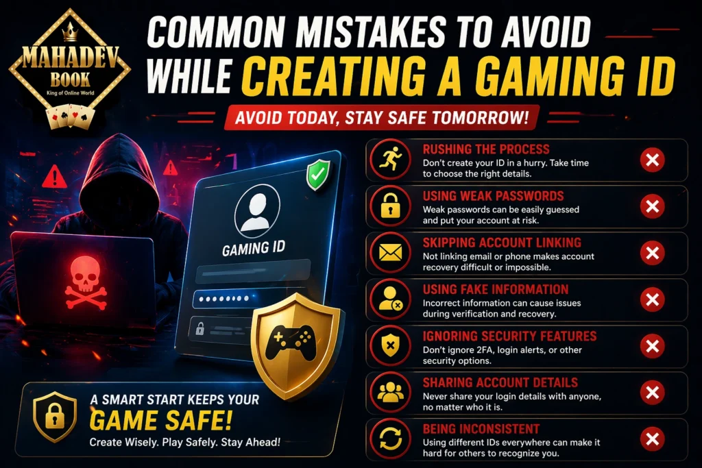 Common mistakes to avoid while creating a gaming ID including weak password no security and account hacking risks