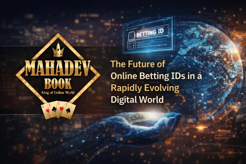 Future of online betting ID with AI, blockchain and digital innovation concept featuring Mahadev Book logo